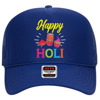 Happy Holi Hinduism Hindu Buddhist Holi Festival Gift High Crown Mesh Back Trucker Hat