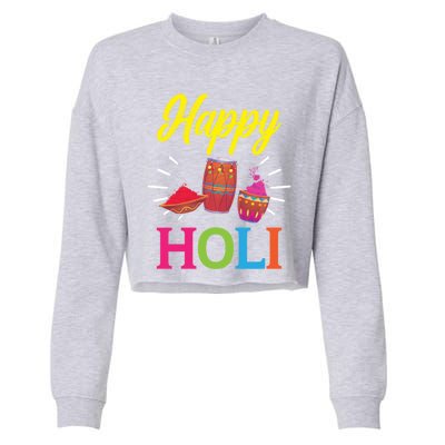 Happy Holi Hinduism Hindu Buddhist Holi Festival Gift Cropped Pullover Crew