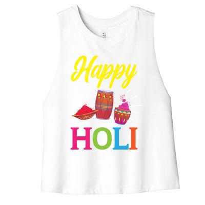 Happy Holi Hinduism Hindu Buddhist Holi Festival Gift Women's Racerback Cropped Tank