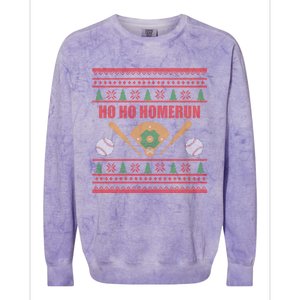 Ho Ho Homerun Funny Baseball Player Christmas Gift Cute Gift Colorblast Crewneck Sweatshirt