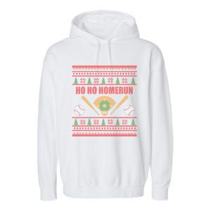 Ho Ho Homerun Funny Baseball Player Christmas Gift Cute Gift Garment-Dyed Fleece Hoodie