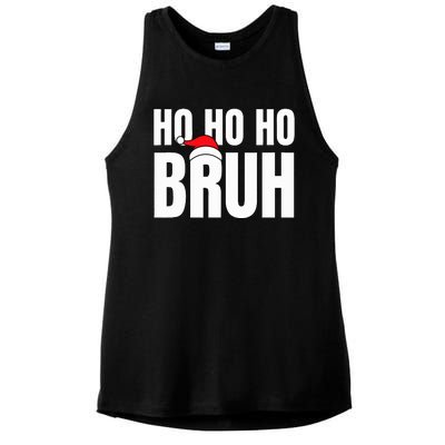 Ho Ho Ho Bruh Funny Christmas Holiday Teen Gift Santa Hat  Ladies PosiCharge Tri-Blend Wicking Tank