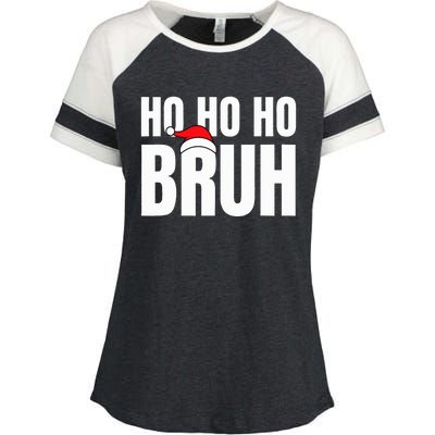 Ho Ho Ho Bruh Funny Christmas Holiday Teen Gift Santa Hat  Enza Ladies Jersey Colorblock Tee