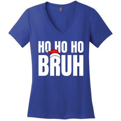 Ho Ho Ho Bruh Funny Christmas Holiday Teen Gift Santa Hat  Women's V-Neck T-Shirt