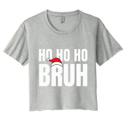 Ho Ho Ho Bruh Funny Christmas Holiday Teen Gift Santa Hat  Women's Crop Top Tee