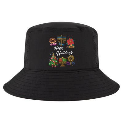 Happy Holidays Hanukkah Feliz Navidad Christmas Kwanzaa Cool Comfort Performance Bucket Hat