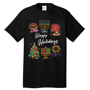 Happy Holidays Hanukkah Feliz Navidad Christmas Kwanzaa Tall T-Shirt