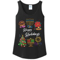 Happy Holidays Hanukkah Feliz Navidad Christmas Kwanzaa Ladies Essential Tank