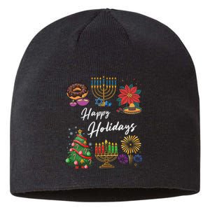 Happy Holidays Hanukkah Feliz Navidad Christmas Kwanzaa Sustainable Beanie