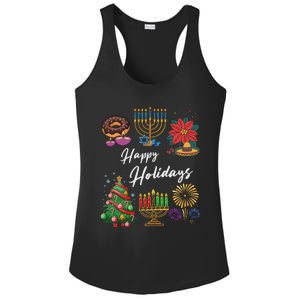 Happy Holidays Hanukkah Feliz Navidad Christmas Kwanzaa Ladies PosiCharge Competitor Racerback Tank