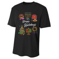 Happy Holidays Hanukkah Feliz Navidad Christmas Kwanzaa Performance Sprint T-Shirt