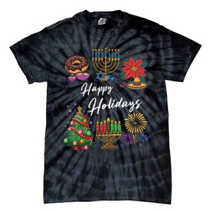 Happy Holidays Hanukkah Feliz Navidad Christmas Kwanzaa Tie-Dye T-Shirt