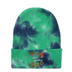 Happy Holidays Hanukkah Feliz Navidad Christmas Kwanzaa Tie Dye 12in Knit Beanie