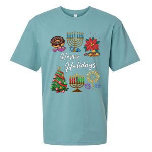 Happy Holidays Hanukkah Feliz Navidad Christmas Kwanzaa Sueded Cloud Jersey T-Shirt