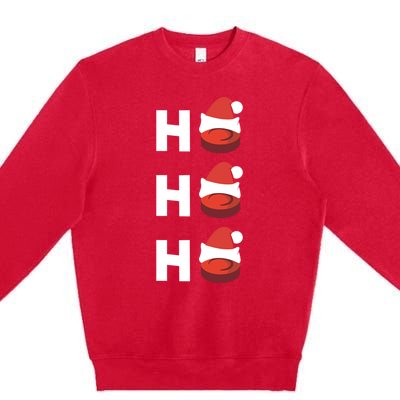 Ho Ho Ho Hockey Pucks Santa Hats Hockey Player Christmas Gif Gift Premium Crewneck Sweatshirt