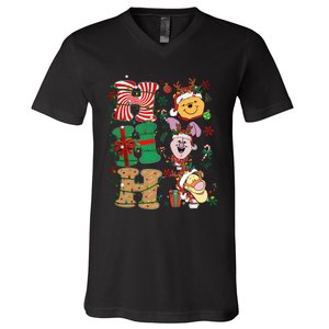 Ho Ho Ho Pooh Tigger Piglet Christmas V-Neck T-Shirt