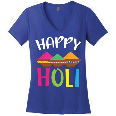 Happy Holi Hinduism Hindu Buddhist Holi Festival Gift Women's V-Neck T-Shirt