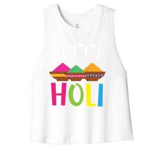 Happy Holi Hinduism Hindu Buddhist Holi Festival Gift Women's Racerback Cropped Tank