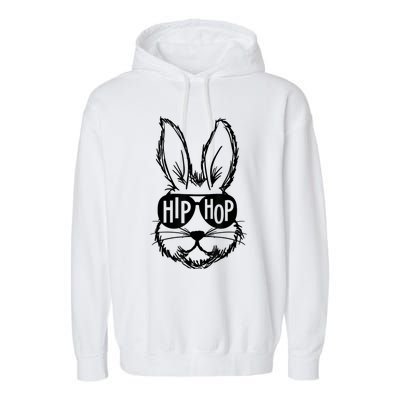 Hip Hop Happy Easter Bunny Face With Sunglasses Garment-Dyed Fleece Hoodie