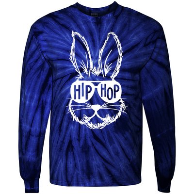 Hip Hop Happy Easter Bunny Face With Sunglasses Tie-Dye Long Sleeve Shirt