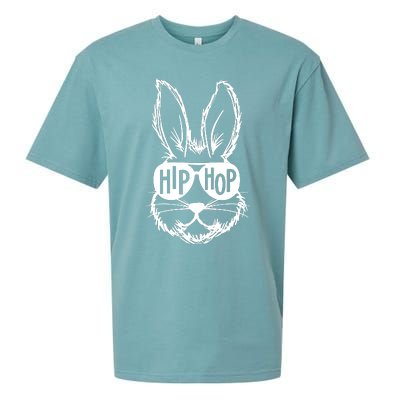 Hip Hop Happy Easter Bunny Face With Sunglasses Sueded Cloud Jersey T-Shirt