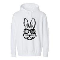 Hip Hop Happy Easter Bunny Face With Sunglasses Garment-Dyed Fleece Hoodie