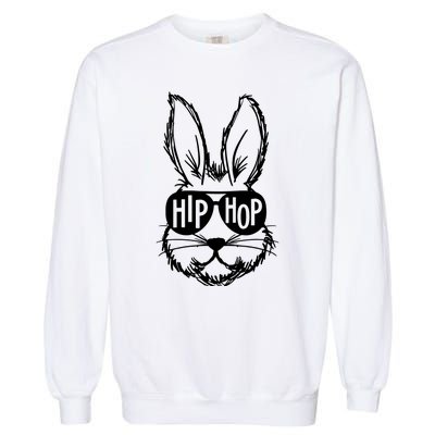 Hip Hop Happy Easter Bunny Face With Sunglasses Garment-Dyed Sweatshirt