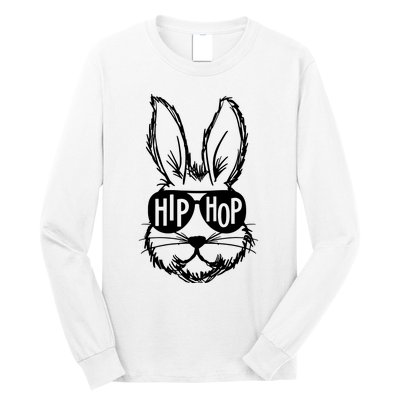 Hip Hop Happy Easter Bunny Face With Sunglasses Long Sleeve Shirt