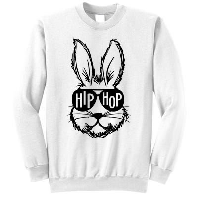 Hip Hop Happy Easter Bunny Face With Sunglasses Sweatshirt