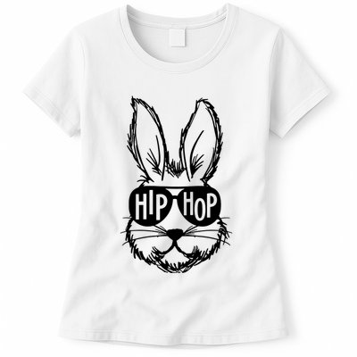 Hip Hop Happy Easter Bunny Face With Sunglasses Womens T-Shirt