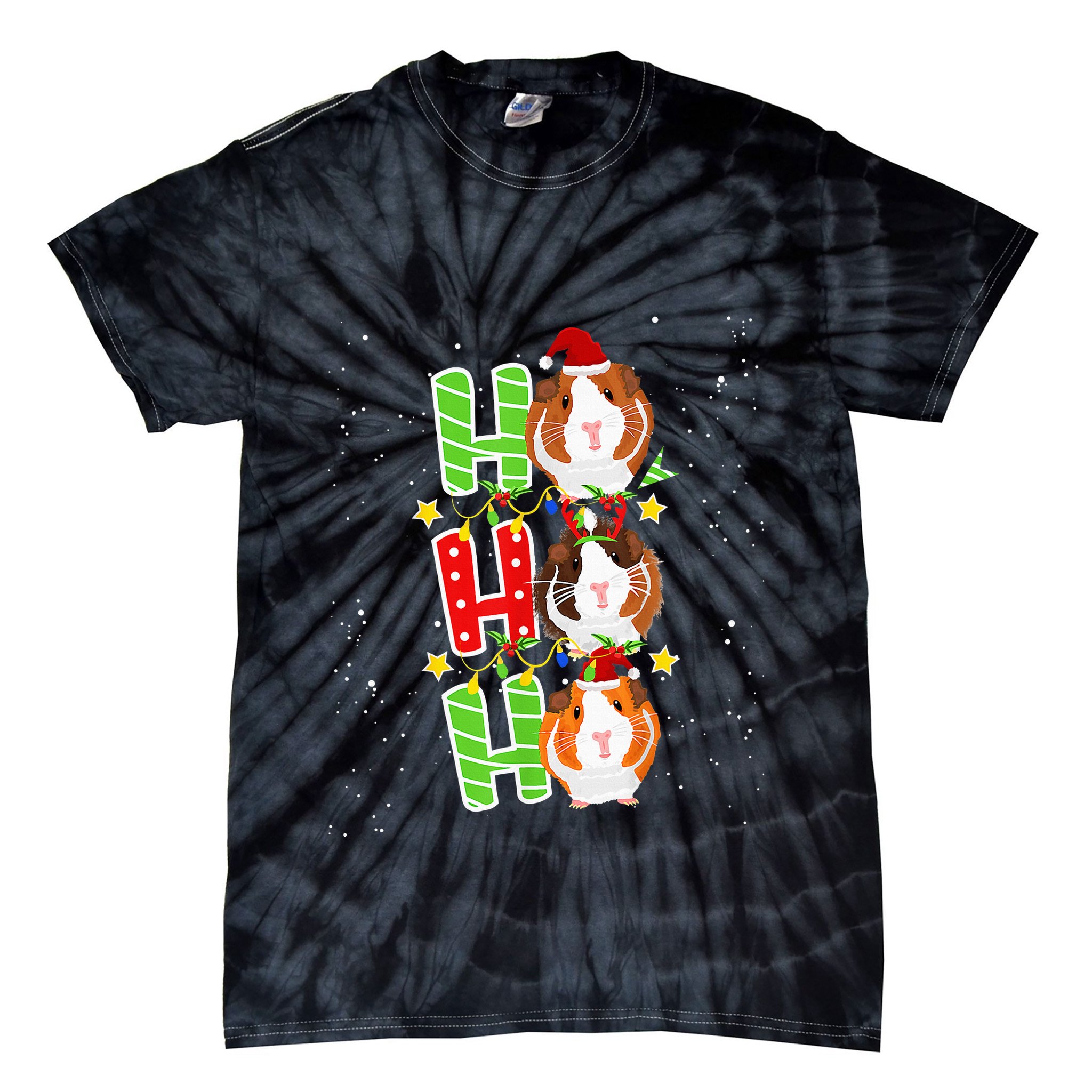 Ho Ho Ho Xmas Cavy Clothes Stuff Gift Christmas Guinea Pig Tie-Dye T-Shirt