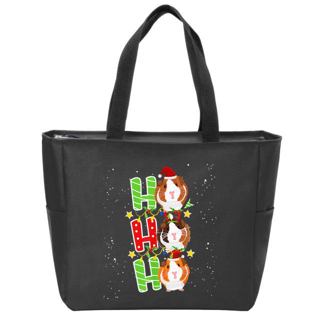 Ho Ho Ho Xmas Cavy Clothes Stuff Gift Christmas Guinea Pig Zip Tote Bag