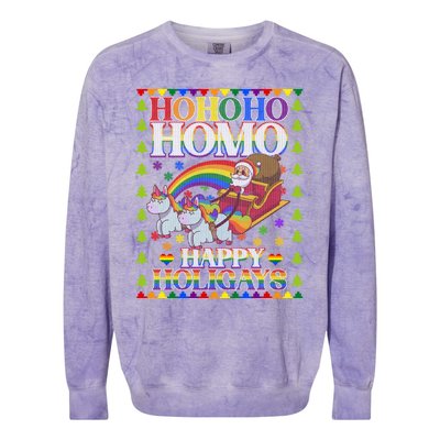 Ho Ho Homo Holihomosexual Lgbt Funny Ugly Christmas Gift Colorblast Crewneck Sweatshirt