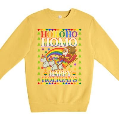 Ho Ho Homo Holihomosexual Lgbt Funny Ugly Christmas Gift Premium Crewneck Sweatshirt