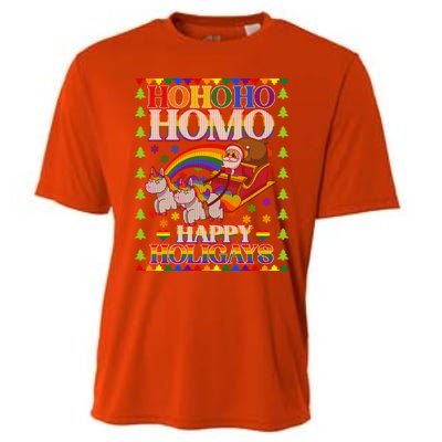 Ho Ho Homo Holihomosexual Lgbt Funny Ugly Christmas Gift Cooling Performance Crew T-Shirt