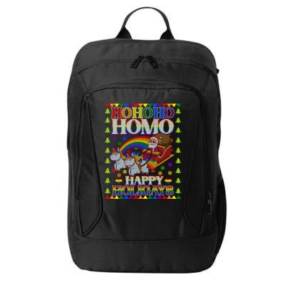 Ho Ho Homo Holihomosexual Lgbt Funny Ugly Christmas Gift City Backpack