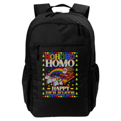 Ho Ho Homo Holihomosexual Lgbt Funny Ugly Christmas Gift Backpack