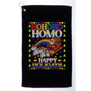 Ho Ho Homo Holihomosexual Lgbt Funny Ugly Christmas Gift Platinum Collection Golf Towel