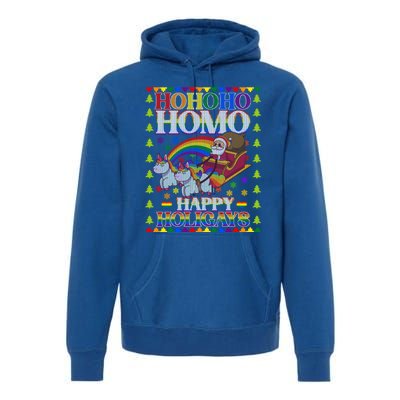 Ho Ho Homo Holihomosexual Lgbt Funny Ugly Christmas Gift Premium Hoodie