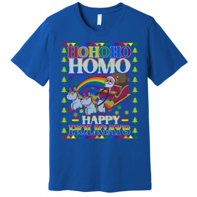 Ho Ho Homo Holihomosexual Lgbt Funny Ugly Christmas Gift Premium T-Shirt