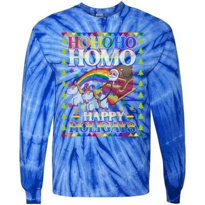 Ho Ho Homo Holihomosexual Lgbt Funny Ugly Christmas Gift Tie-Dye Long Sleeve Shirt