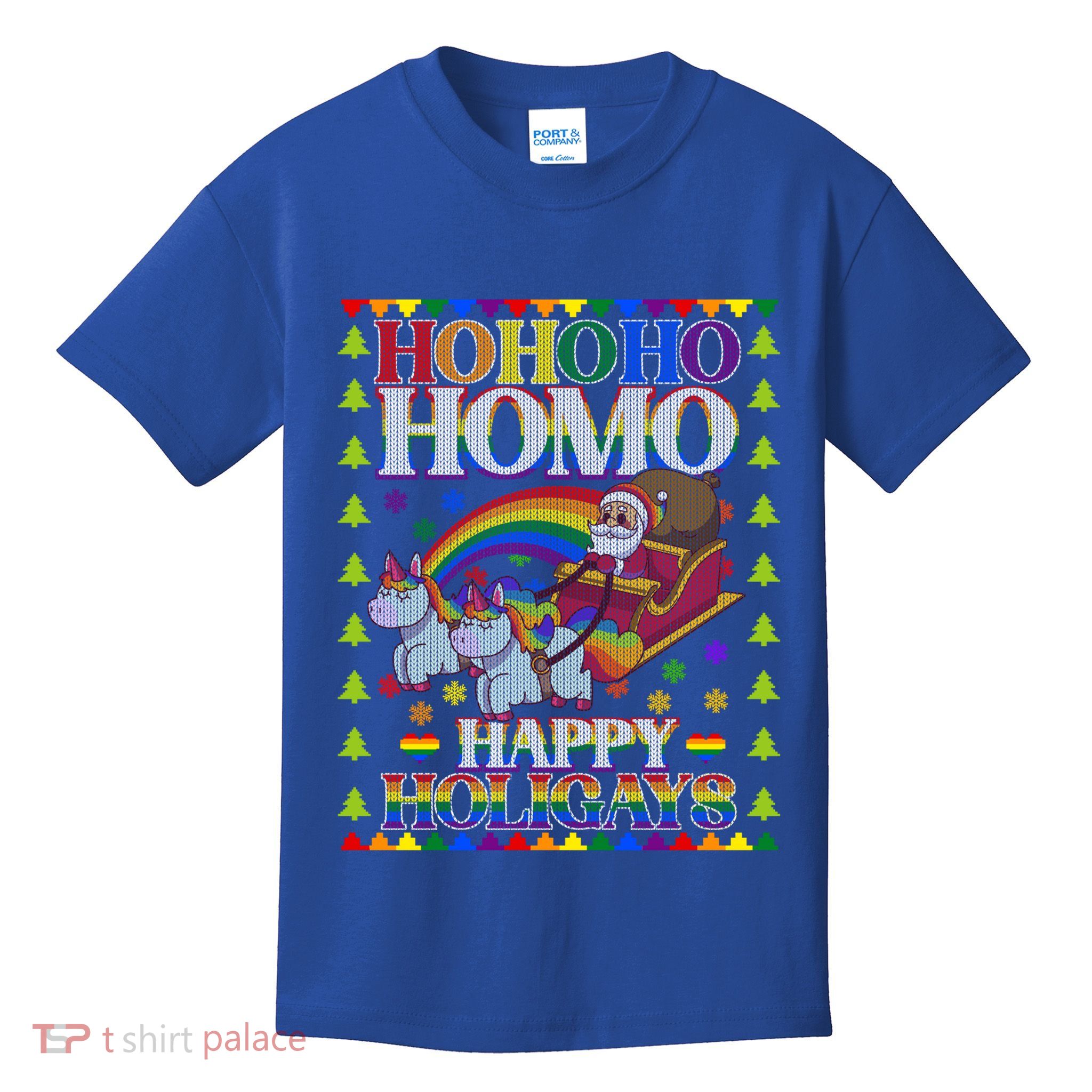 Ho Ho Homo Holihomosexual Lgbt Funny Ugly Christmas Gift Kids T-Shirt