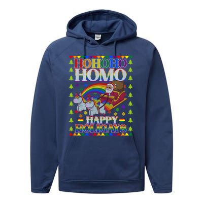 Ho Ho Homo Holihomosexual Lgbt Funny Ugly Christmas Gift Performance Fleece Hoodie