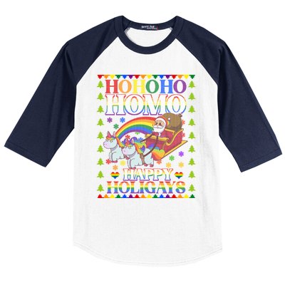 Ho Ho Homo Holihomosexual Lgbt Funny Ugly Christmas Gift Baseball Sleeve Shirt