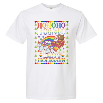 Ho Ho Homo Holihomosexual Lgbt Funny Ugly Christmas Gift Garment-Dyed Heavyweight T-Shirt