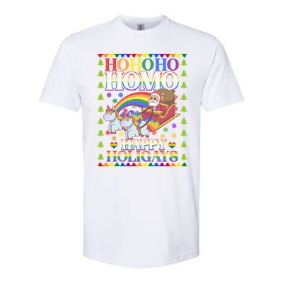 Ho Ho Homo Holihomosexual Lgbt Funny Ugly Christmas Gift Softstyle CVC T-Shirt