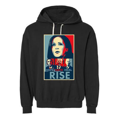 Hope Hate Heal Rise Kamala 2024 For President Campaign Garment-Dyed Fleece Hoodie