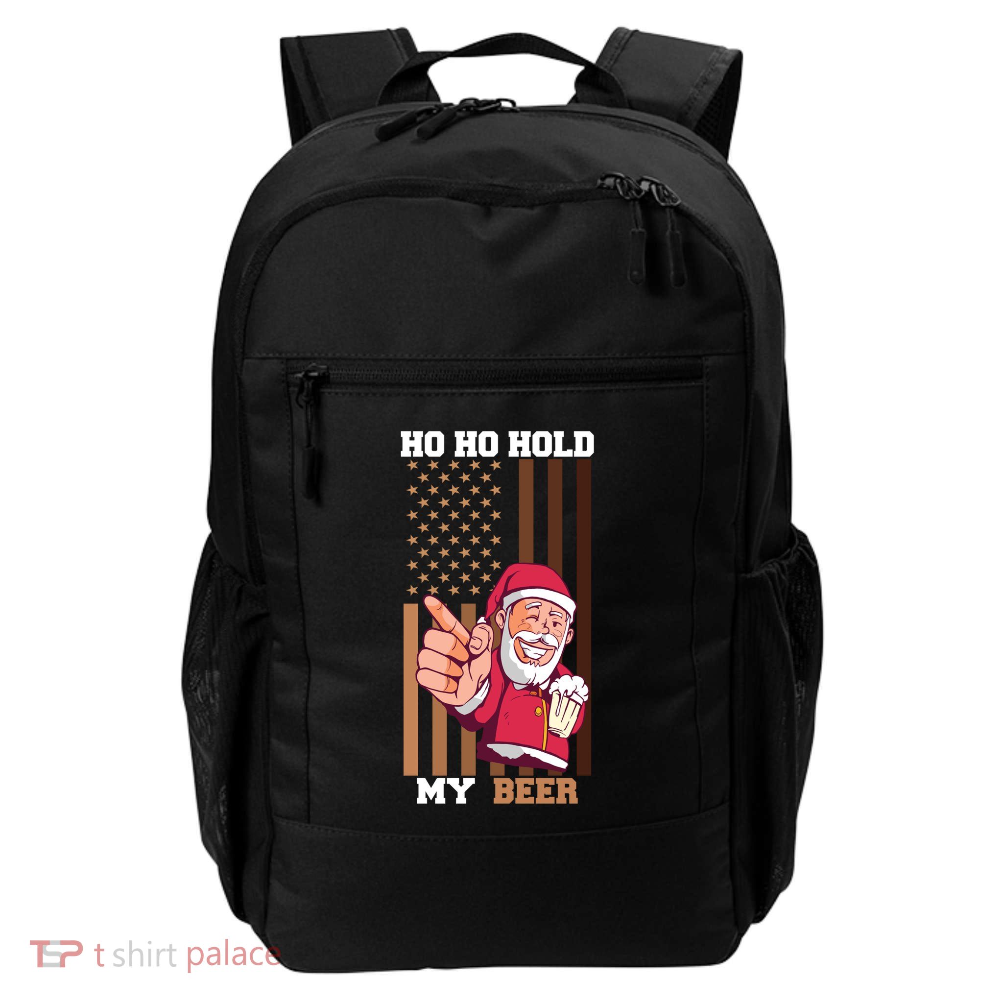 Ho Ho Hold Beer Santa Usa Flag Xmas Party Christmas In July Funny Gift Backpack