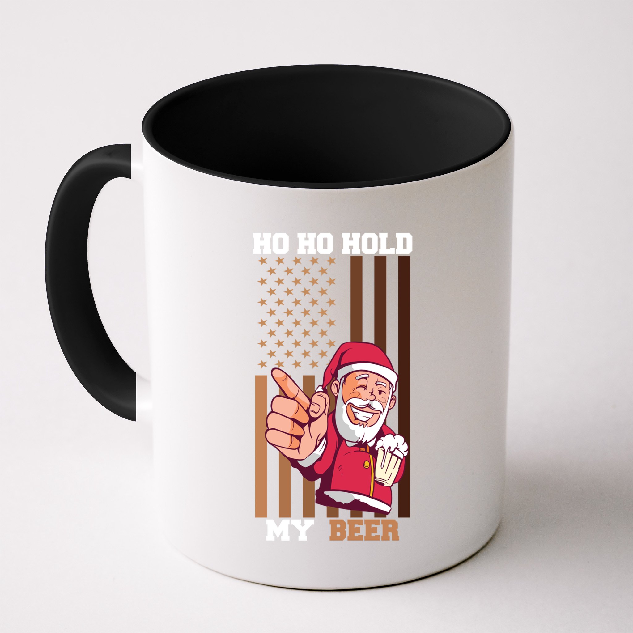 Ho Ho Hold Beer Santa Usa Flag Xmas Party Christmas In July Funny Gift Mug