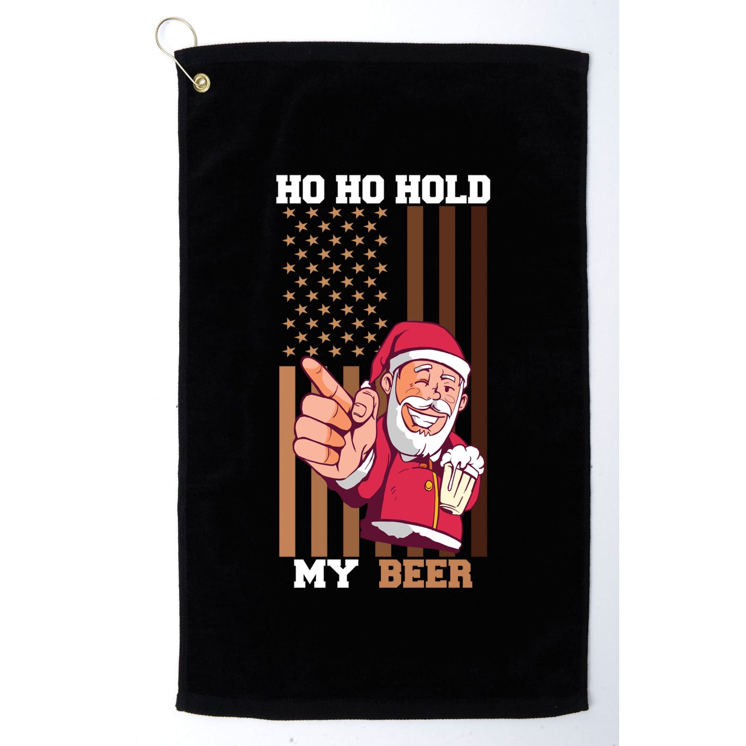 Ho Ho Hold Beer Santa Usa Flag Xmas Party Christmas In July Funny Gift Golf Towel